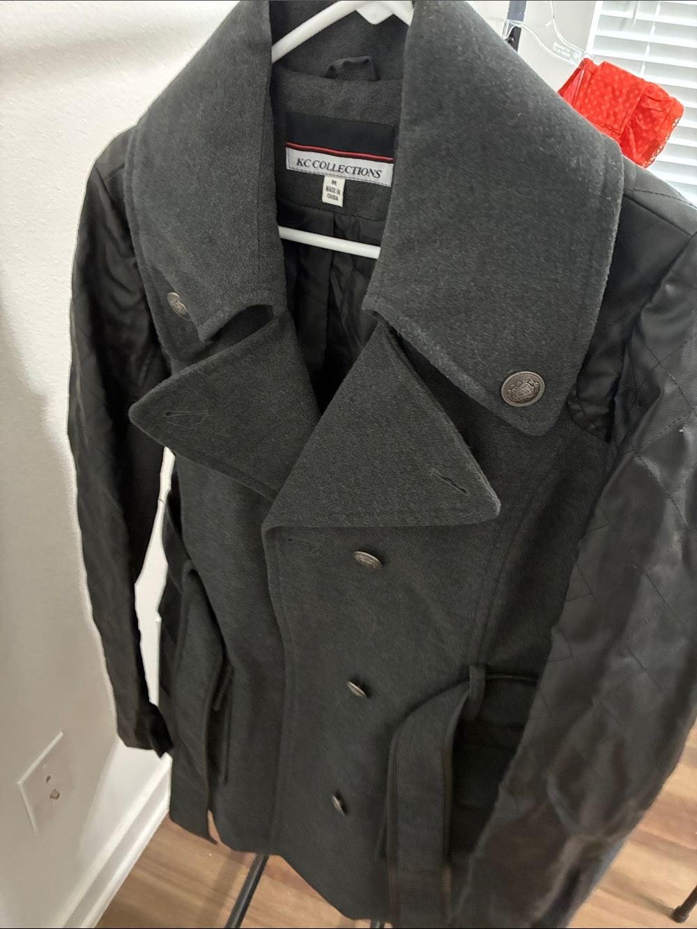 KC Collections Women's Black Double-Breasted Peacoat